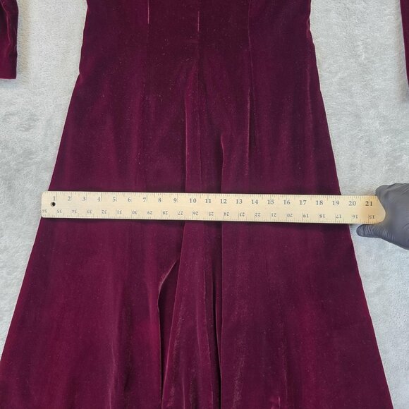 Nancy Johnson Dress Womens 6 Red Velvet Puff Sleeve Scoop Neck Maxi Formal Gown - Picture 7 of 9